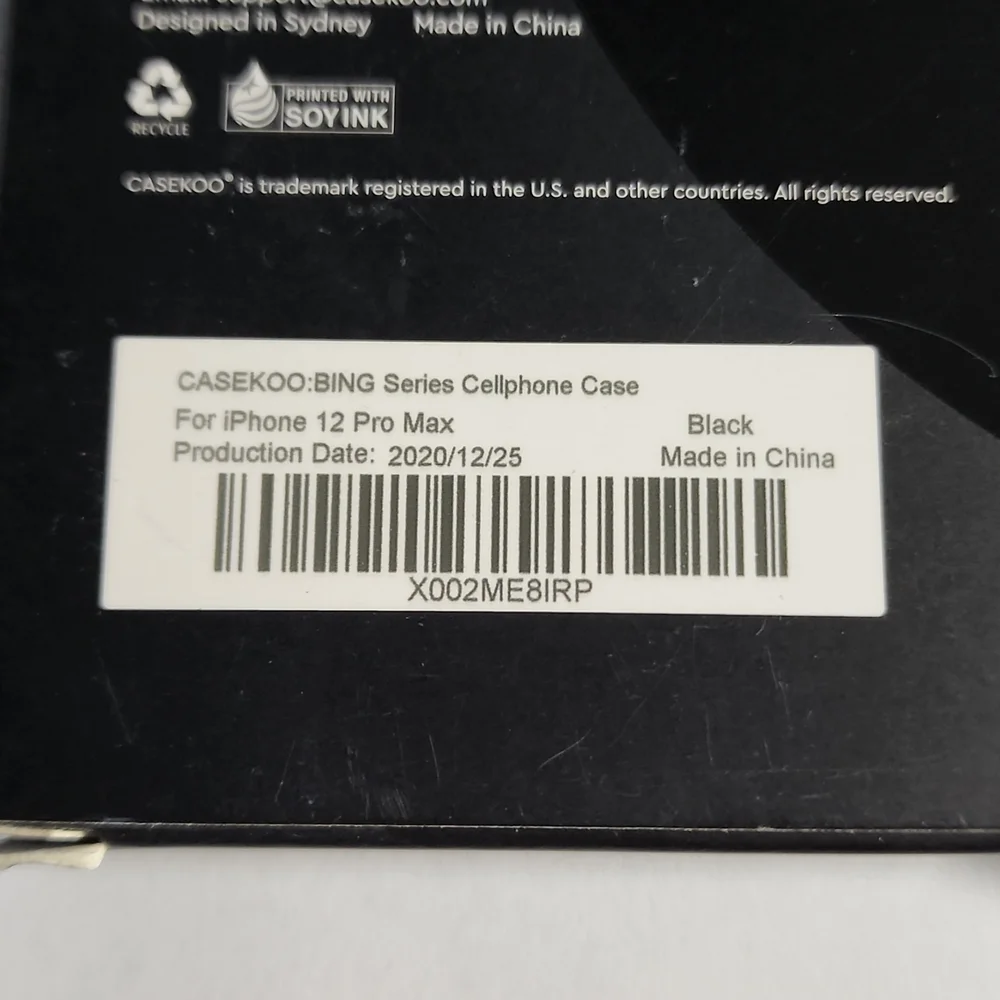 iPhone 12 Pro Max Cell Phone Case, 6.7 inches, Black/Clear color